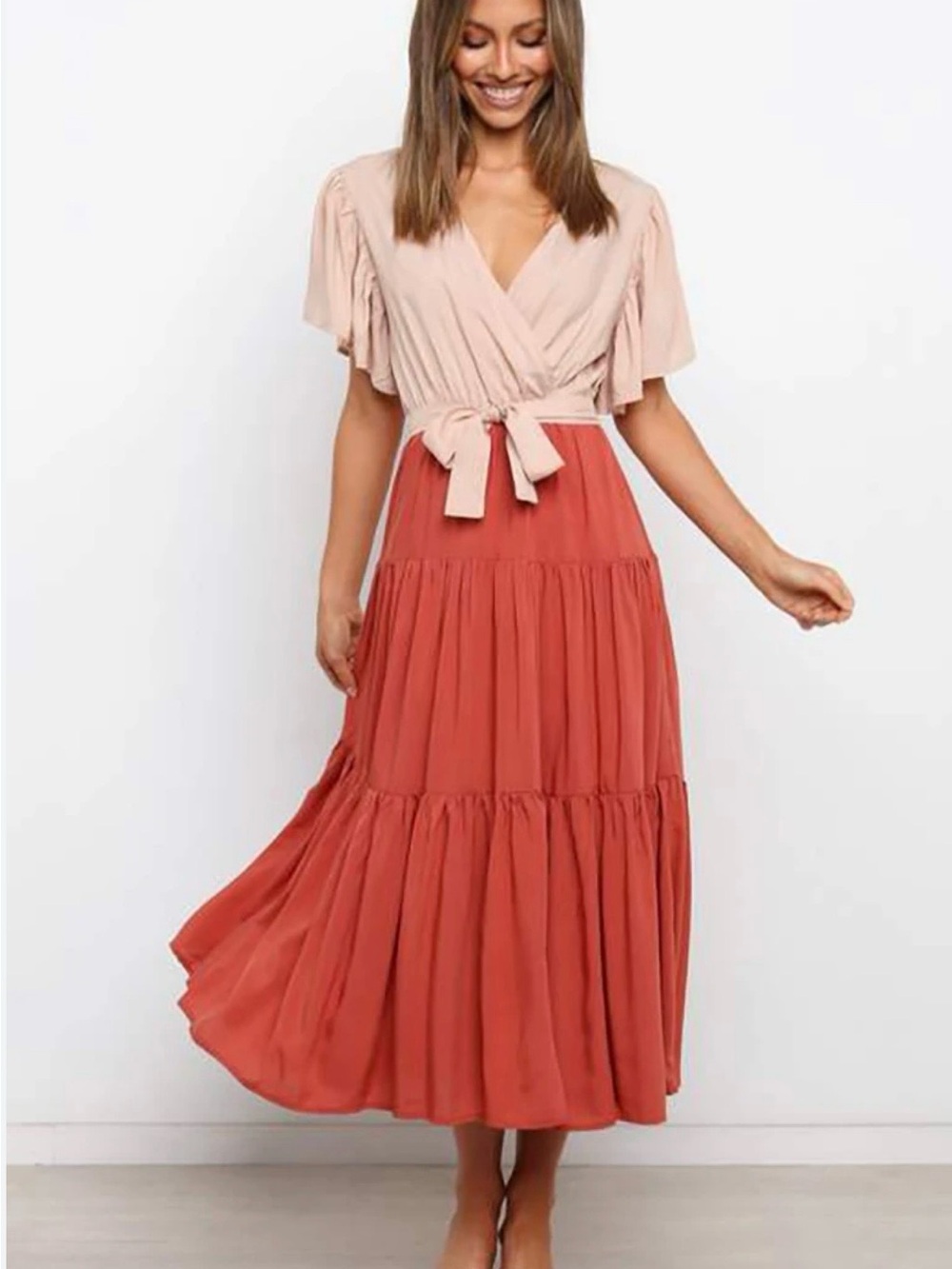 NWT PETAL & PUP “BABIS “ Tiered Maxi Dress Small Color RUST AUSTRALIA 🇦🇺 MADE